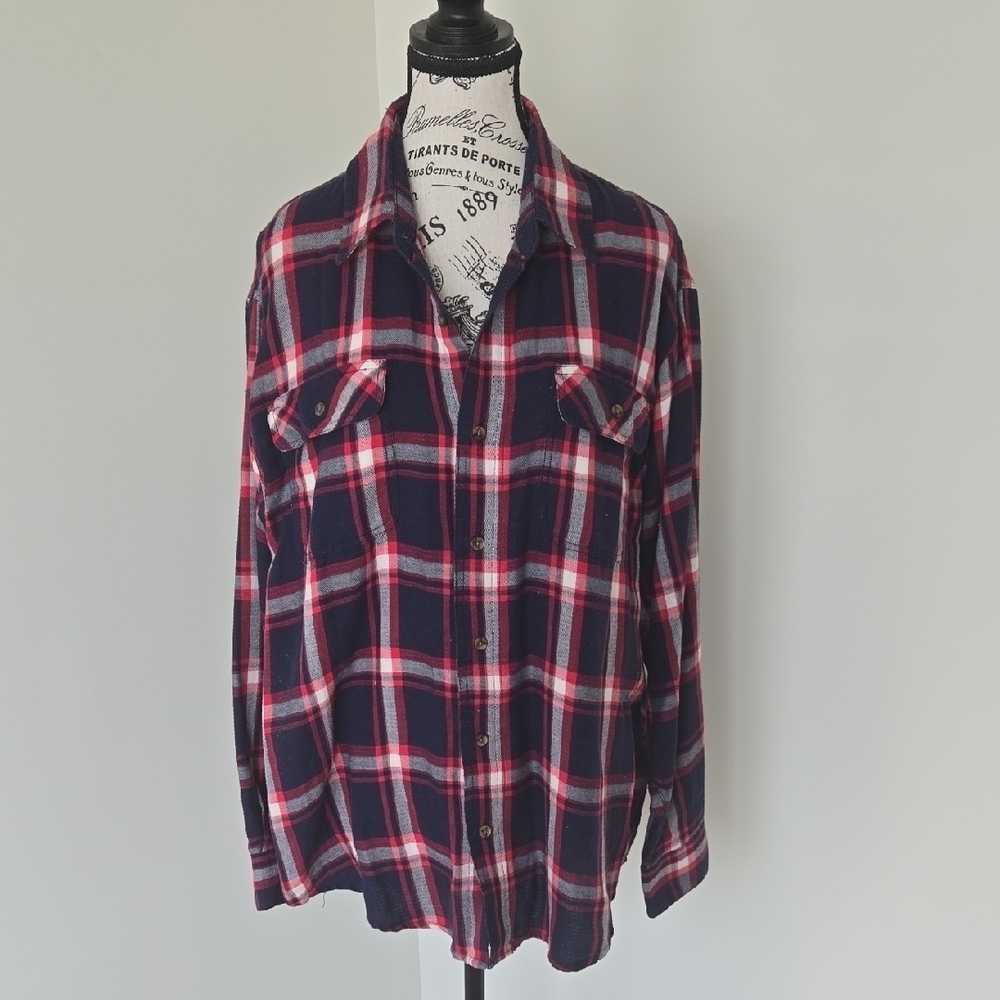 Haggar Red and Blue Plaid Shirt